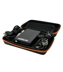 Kit Enail Bonglab en estuche negro con cierre naranja y accesorios sobre fondo blanco