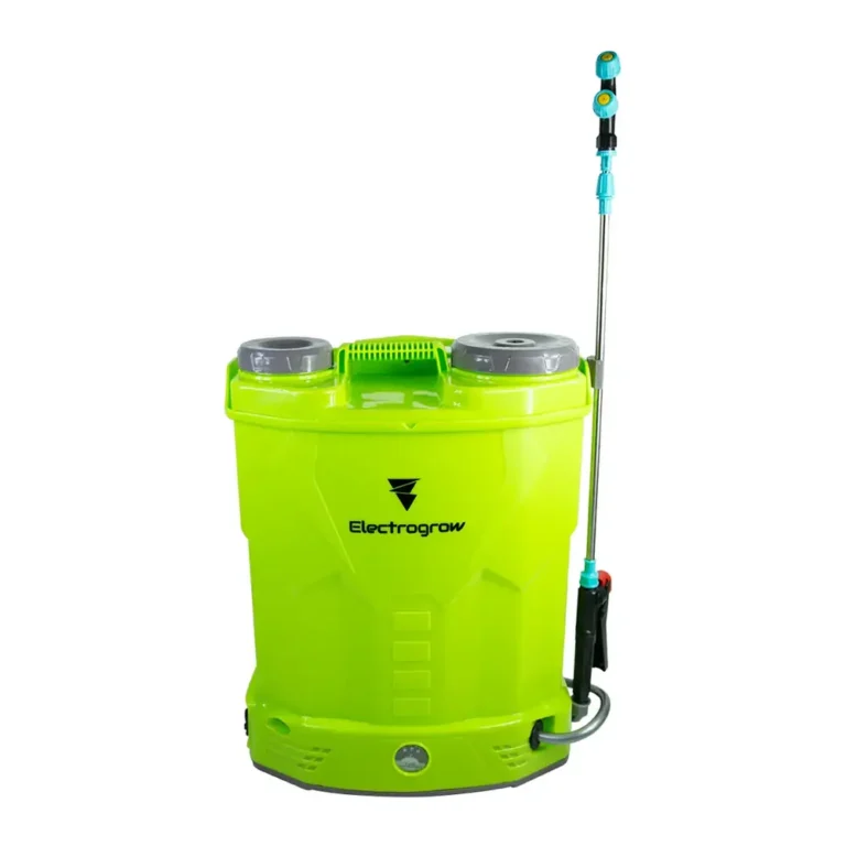 Pulverizador de espalda eléctrico Electrogrow 16L frontal con lanza metálica y depósito verde