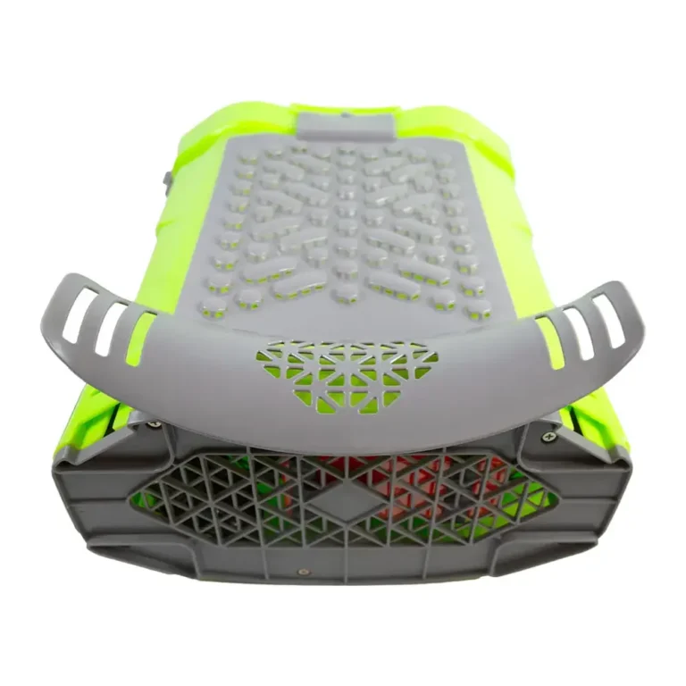 Pulverizador de espalda eléctrico Electrogrow 16L vista superior con carcasa verde y gris
